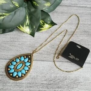 ZAD turquoise teardrop pendant necklace NEW